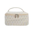 thumbnail image 1 of Unique Bargains 1 Pc Lightweight Square Dots Travel Cosmetic Bag for Travel White Yellow Polyester, 1 of 5