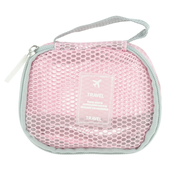 Unique Bargains 1 Pc Lightweight Storage Makeup Bag for Business Travel Flannel Fabric Pink