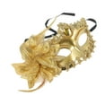 thumbnail image 1 of Unique Bargains Halloween Christmas 1 Pc Lily Princess Half Face Party Mask for Masquerade Party Gold Tone, 1 of 5