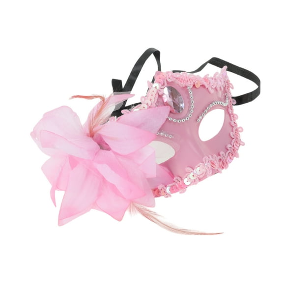 Unique Bargains Halloween Christmas 1 Pc Lily Princess Half Face Party Mask for Masquerade Party Pink