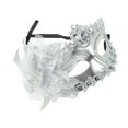thumbnail image 1 of Unique Bargains 1 Pc Lily Princess Half Face Party Mask for Masquerade Party Silver Tone, 1 of 5