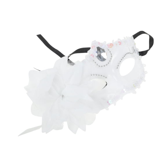 Unique Bargains 1 Pc Lily Princess Half Face Party Mask for Masquerade Party White