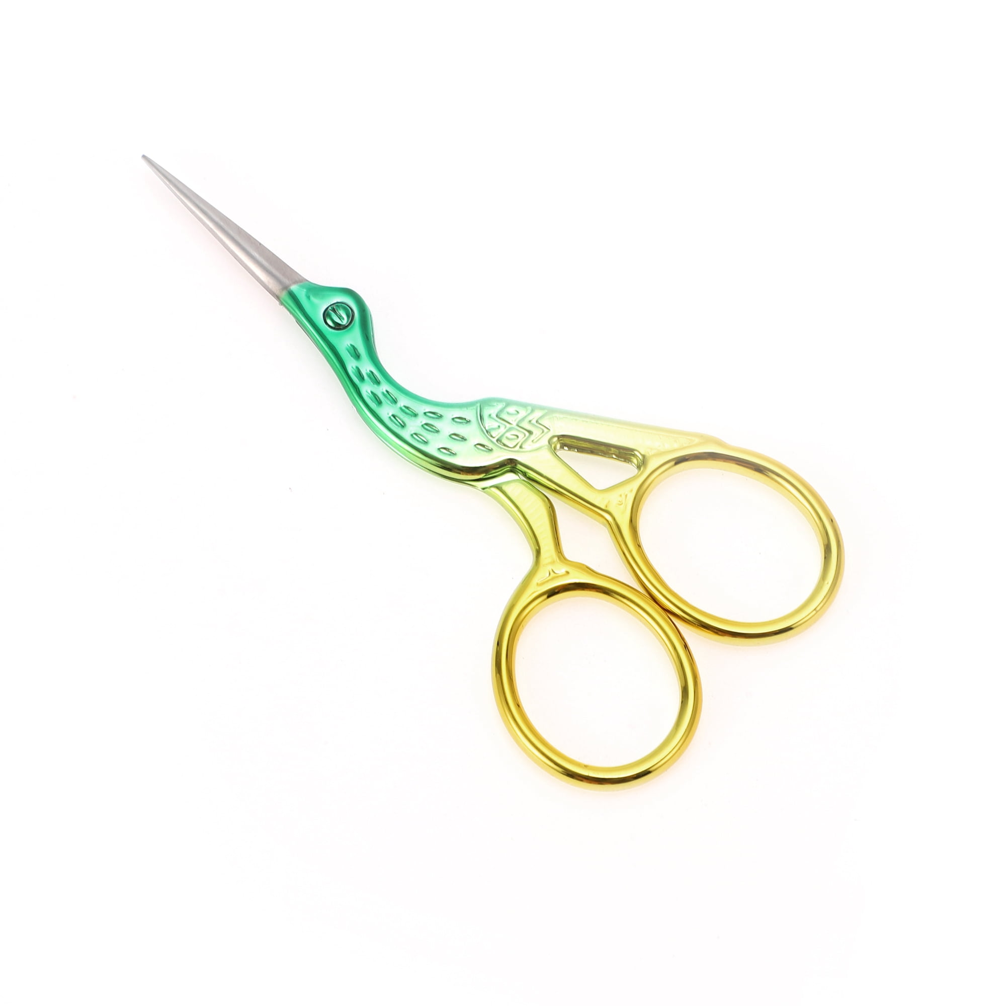 Unique Bargains 1 Pc Little Crane Scissors Grooming Parlor Green, Gold Tone