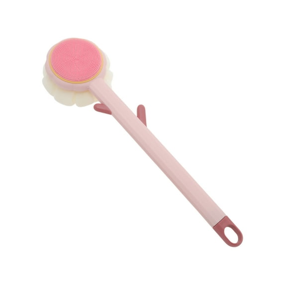 Unique Bargains 1 Pc Long Handle Double-sided Bath Brush Back Scrubber Pink