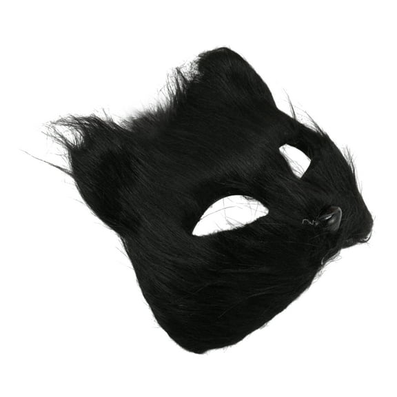 Unique Bargains 1 Pc Long-haired Foxes Party Mask Black Plastic