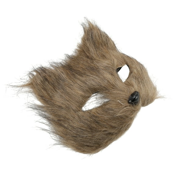 Unique Bargains 1 Pc Long-haired Foxes Party Mask Brown Plastic