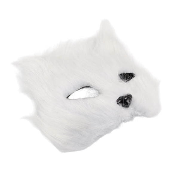 Unique Bargains 1 Pc Long-haired Foxes Party Mask White Plastic