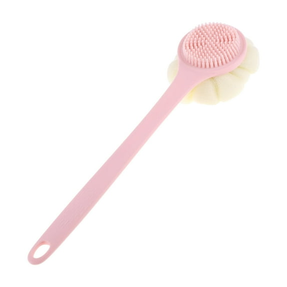 Unique Bargains 1 Pc Long handle Bath Brush Body Scrubber for Bathroom 14.56"x3.54"x2.75" Pink