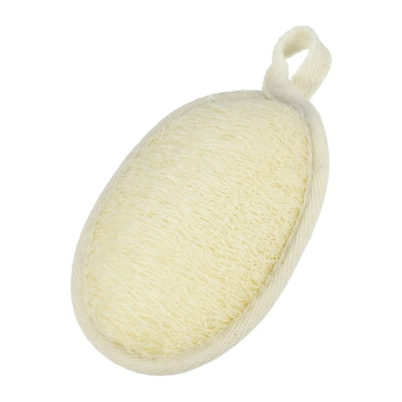 Unique Bargains 1 Pc Loofah Pad Brush Body Scrubber for Bathroom 5.91"x3.74" Beige