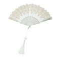thumbnail image 1 of Unique Bargains 1 Pc Lucky Cloud Pattern Folding Fan for Masquerade White Silk Fabric, 1 of 5