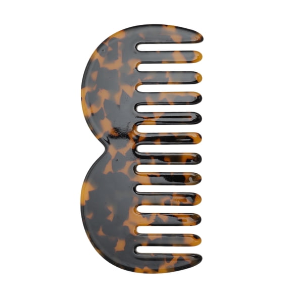 Unique Bargains 1 Pc M Shaped Marble Wide Tooth Comb for All Hair Types Care Brown