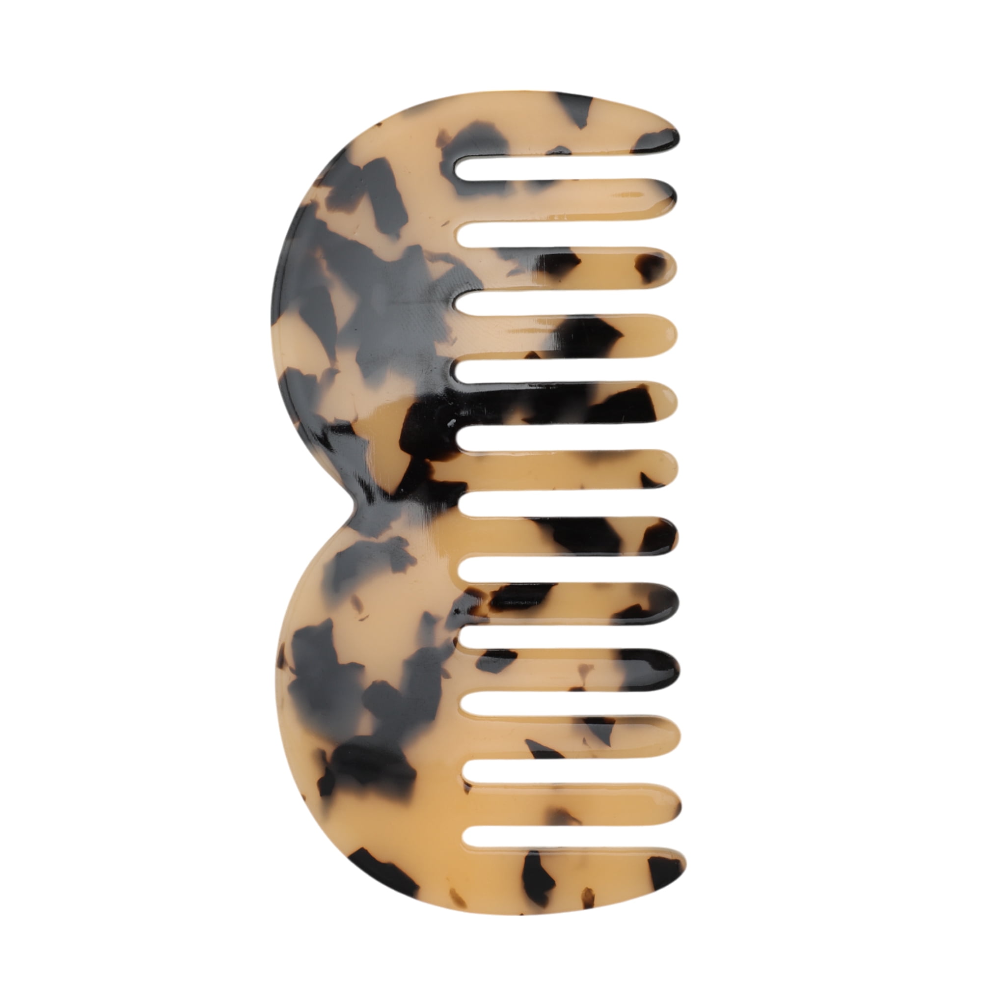 Unique Bargains 1 Pc M Shaped Marble Wide Tooth Comb for All Hair Types Care Light Brown