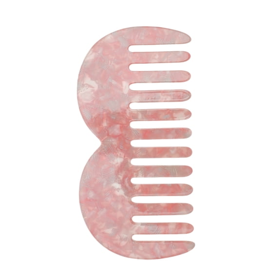 Unique Bargains 1 Pc M Shaped Marble Wide Tooth Comb for All Hair Types Care Pink