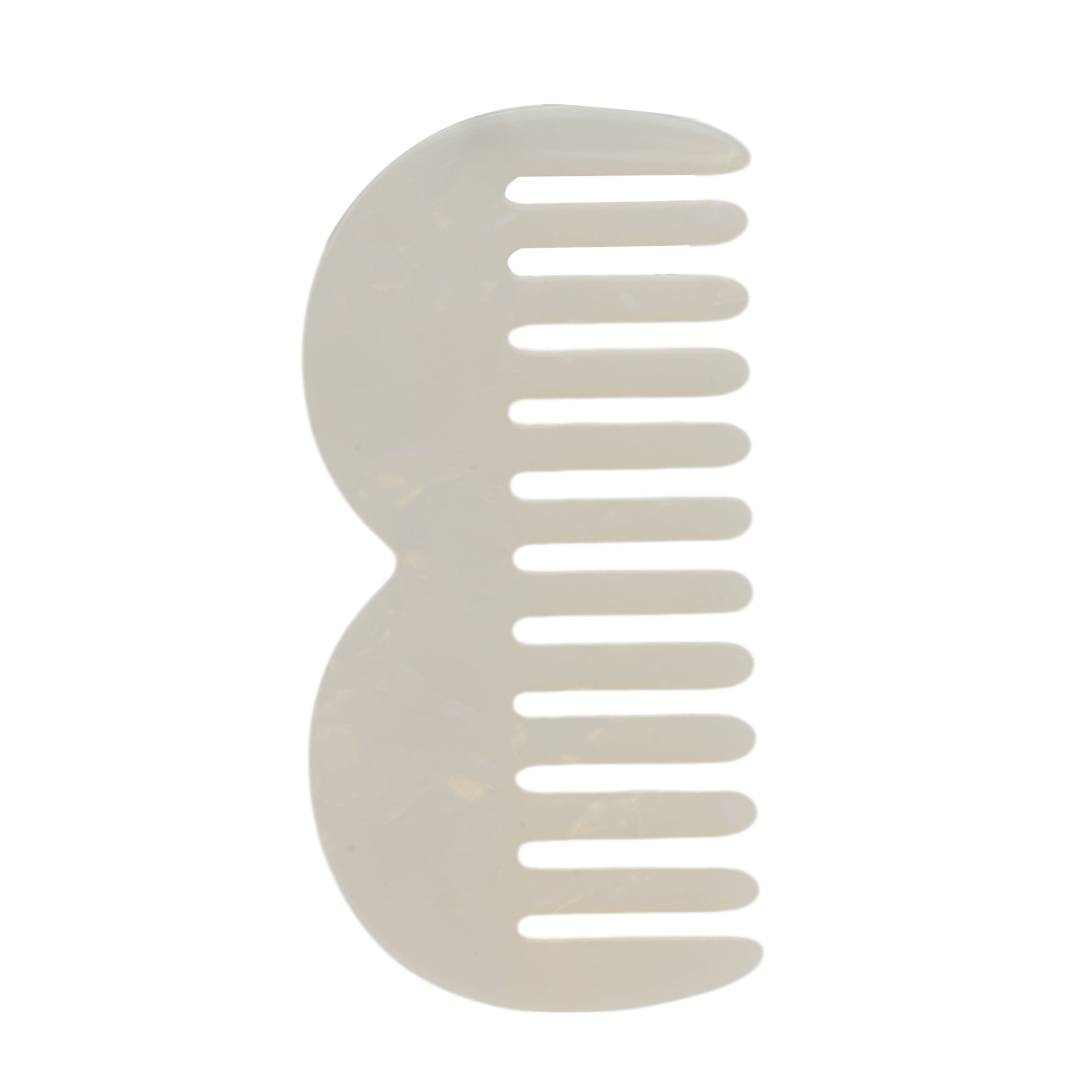 Unique Bargains 1 Pc M Shaped Marble Wide Tooth Comb for Making hair Smooth Colorful White