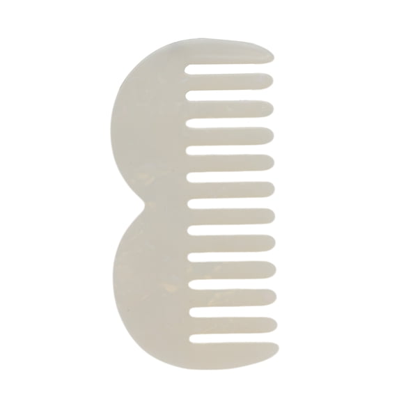 Unique Bargains 1 Pc M Shaped Marble Wide Tooth Comb for Making hair Smooth Colorful White