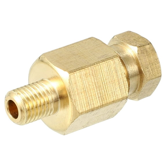 Unique Bargains M6x0.75 Universal Brass Fitting Compression Car Fitting Connector Adapter Brass Gold Tone 6mm