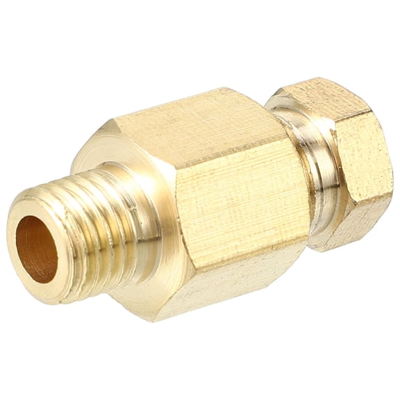 Unique Bargains 1 Pc M8x1 Universal Brass Fitting Compression - Car Fit 6mm - Brass Gold Tone
