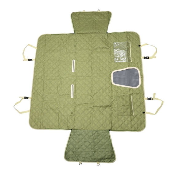 Unique Bargains 1 Pc Magic Tapes Car Seat Cover with Safety Belts Hanging Ropes for Pet Green Beige