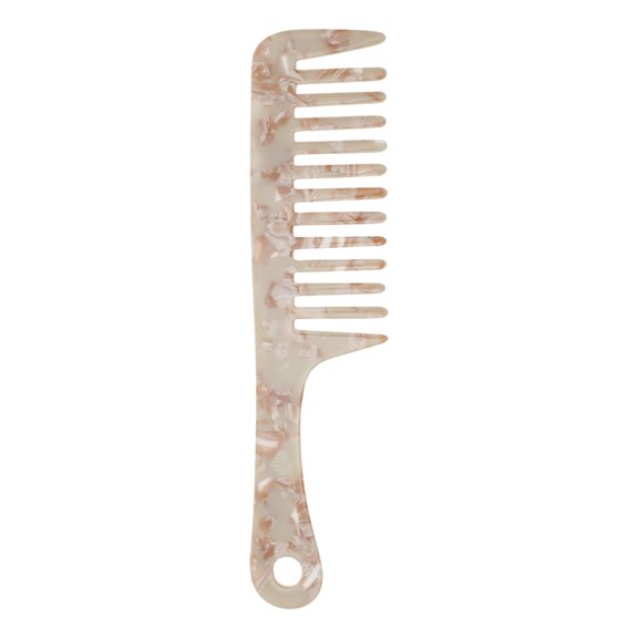 Unique Bargains 1 Pc Marble Handle Hair Comb Beige Coffee Color Acetate Sheet