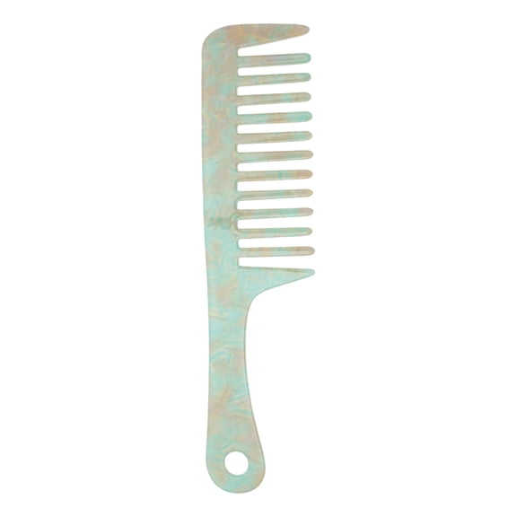 Unique Bargains 1 Pc Marble Handle Hair Comb Cyan Acetate Sheet