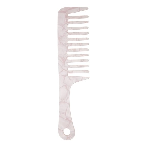 Unique Bargains 1 Pc Marble Handle Hair Comb White Acetate Sheet