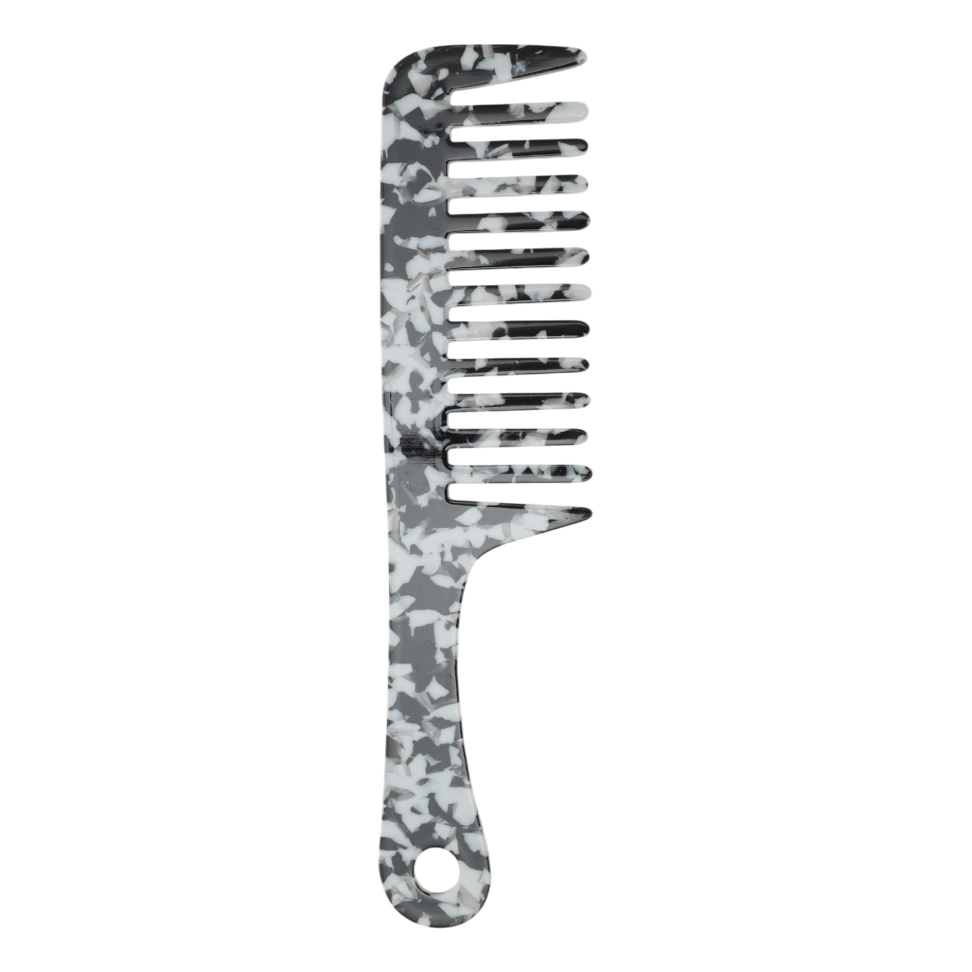 Unique Bargains 1 Pc Marble Handle Hair Comb for All Hair Types Styles Black, White