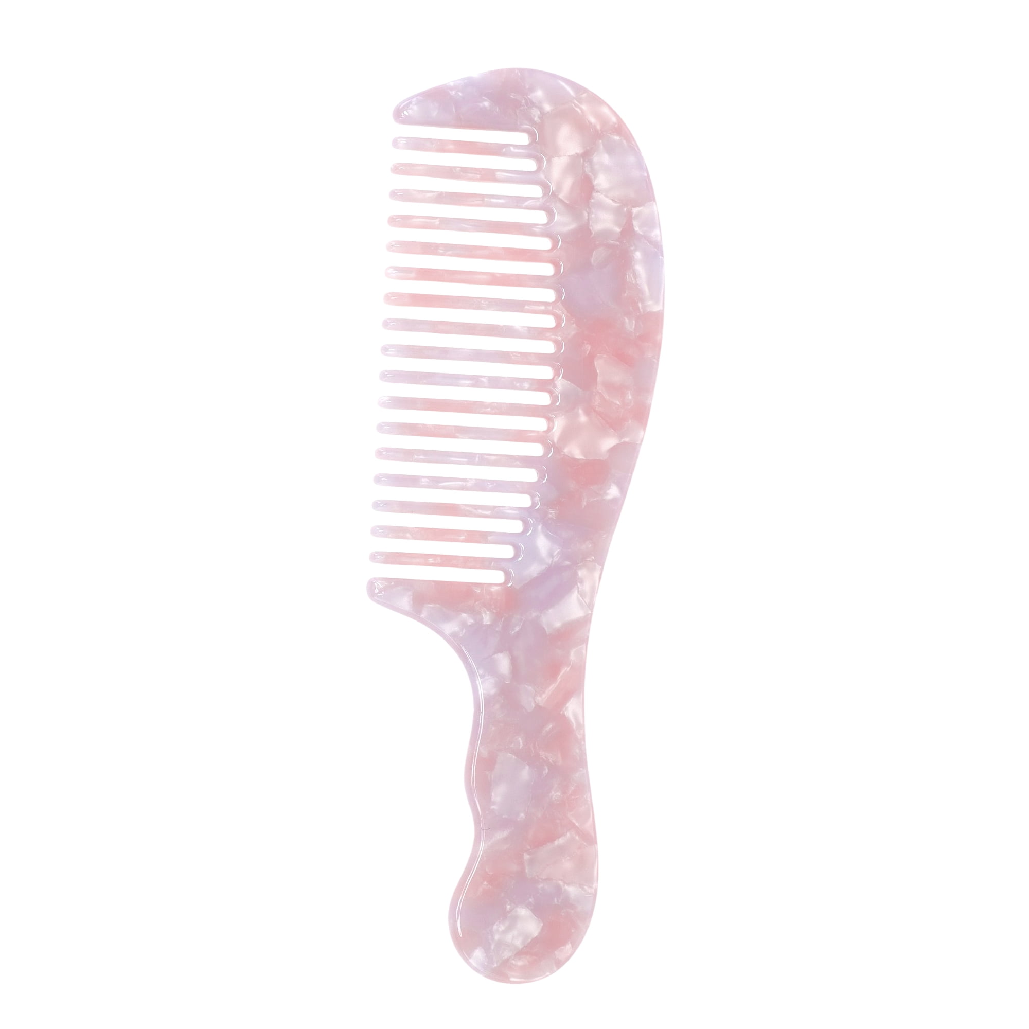 Unique Bargains 1 Pc Marble Texture Large Tooth Comb Cherry Blossom Pink