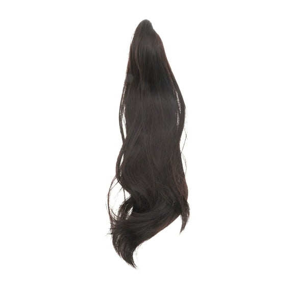 Unique Bargains 1 Pc Medium Length Ponytail Wig Hair Clips for Hair Extension 17.72" Length Dark Red Brown