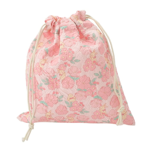 Unique Bargains 1 Pc White Flower Rabbit Drawstring Makeup Bag for Travel Pink 7.48 in  ["Yellow Rabbit"]