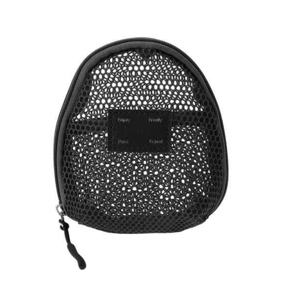 Unique Bargains 1 Pc Mesh Hand-held Sundries Makeup Bag Polyester Black 4.92in