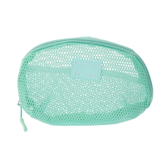 Unique Bargains 1 Pc Mesh Hand-held Sundries Makeup Bag Polyester Green 8.27in