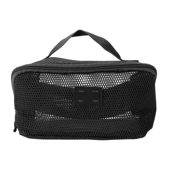 Unique Bargains 1 Pc Mesh Multifunctional Portable Makeup Bag for Travel Black