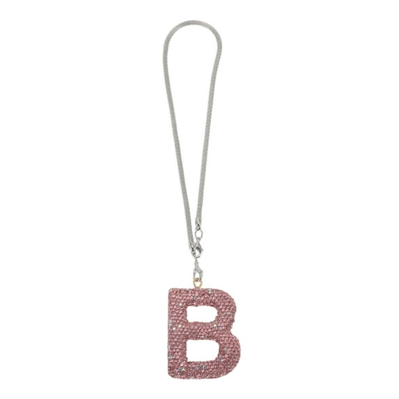 Unique Bargains 1 Pc Metal Faux Crystal Rhinestones Car Rear View Mirror Pendant Accessories Car Hanging Ornament Pink Letter B