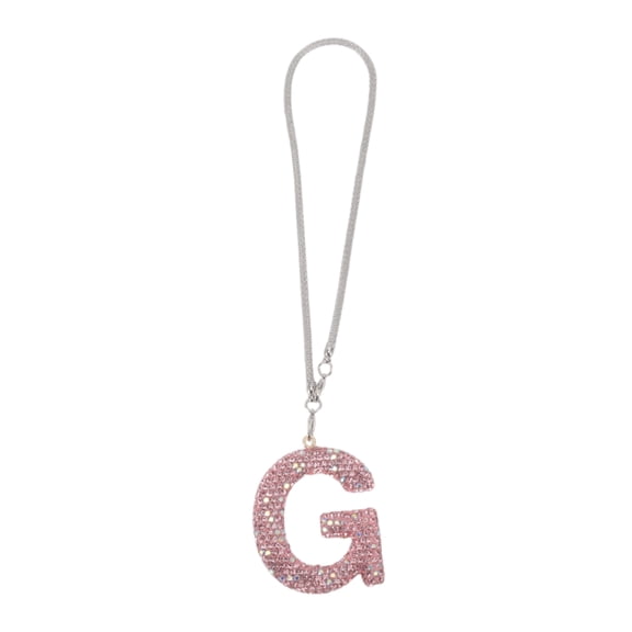 Unique Bargains 1 Pc Metal Faux Crystal Rhinestones Car Rear View Mirror Pendant Accessories Car Hanging Ornament Pink Letter G