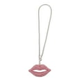 thumbnail image 1 of Unique Bargains 1 Pc Metal Faux Crystal Lips with Rhinestones Car Rear View Mirror Pendant Accessories Car Hanging Ornament Pink, 1 of 6