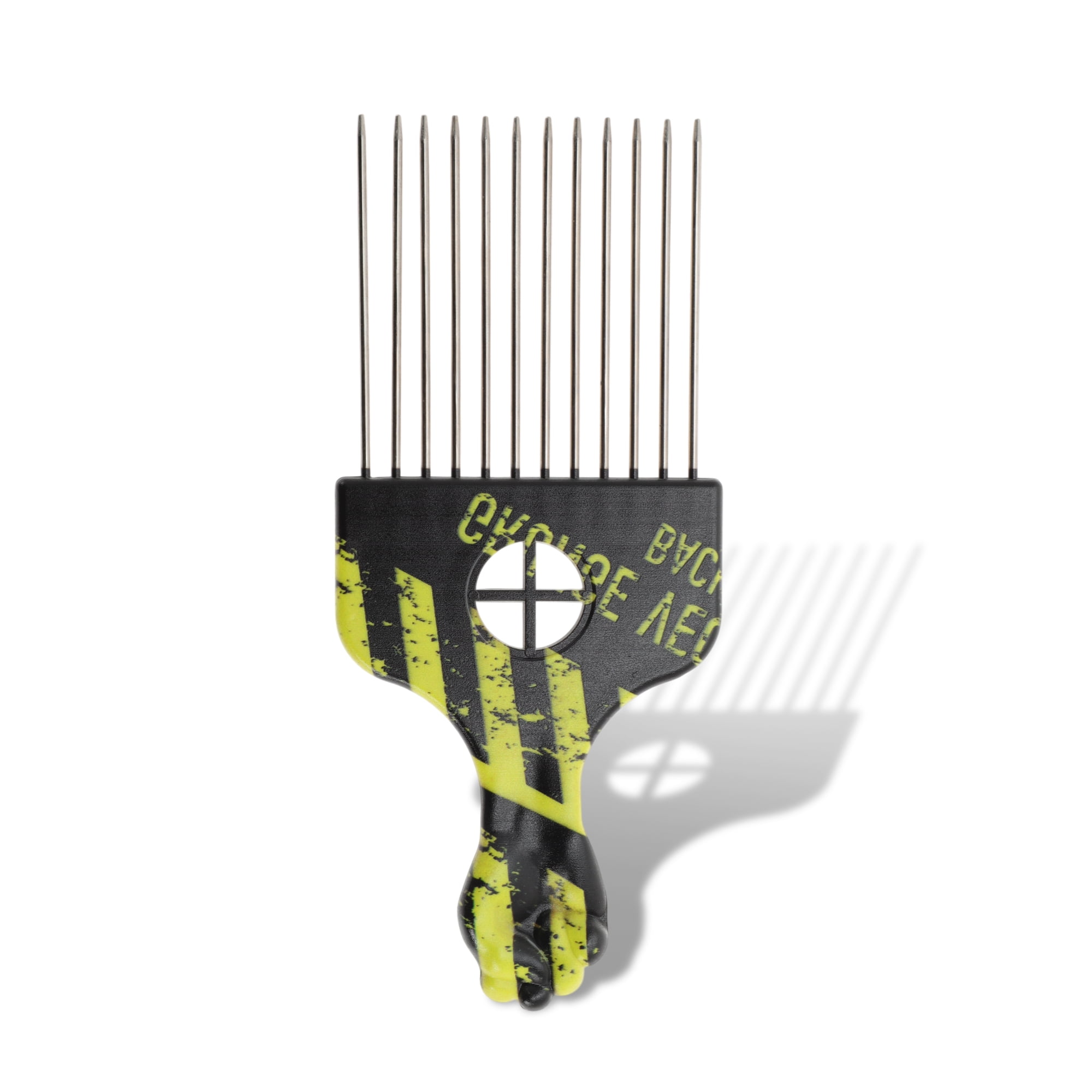 Unique Bargains 1 Pc Metal Hair Pick for Women Men Afro Pick Yellow Black