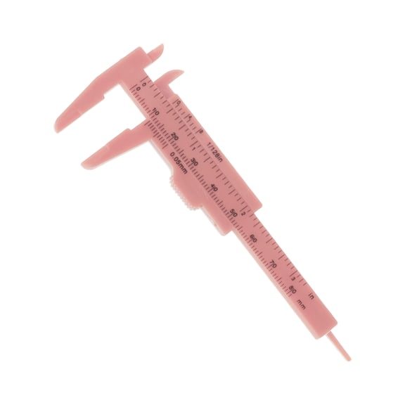 Unique Bargains 1 Pc Mini Eyebrow Measuring Ruler Double Scale Aliper Measuring Tool 4.13"x1.73" Pink