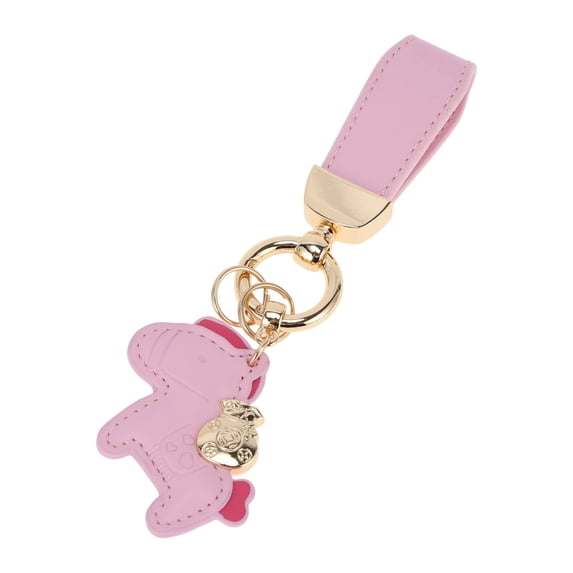 Unique Bargains 1 Pc Mini Horse Keychain Pink PU Leather Zinc Alloy