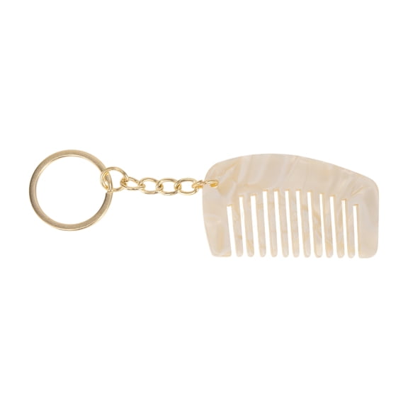 Unique Bargains 1 Pc Mini Keychain Hair Comb Beige Acetate Sheet