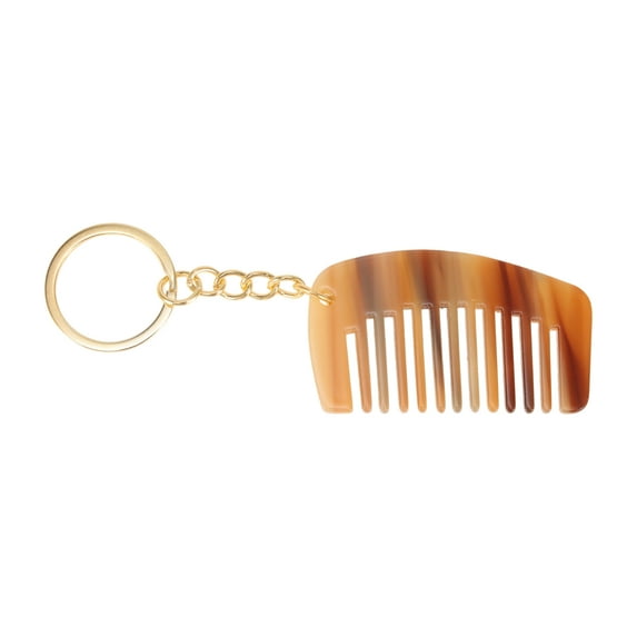 Unique Bargains 1 Pc Mini Keychain Hair Comb Brown Acetate Sheet