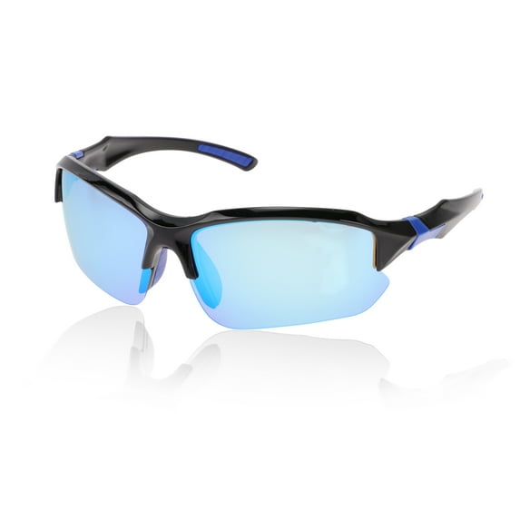 Unique Bargains 1 Pc Motorcycle Riding Goggles Anti-glare Tri-acetel Cellulose PC UV400 Cycling Sunglasses Light Blue Lens Black Blue Frame