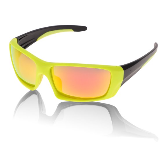 Unique Bargains 1 Pc Motorcycle Riding Goggles Anti-glare Tri-acetel Cellulose PC UV400 Cycling Sunglasses Red Lens Yellow Frame