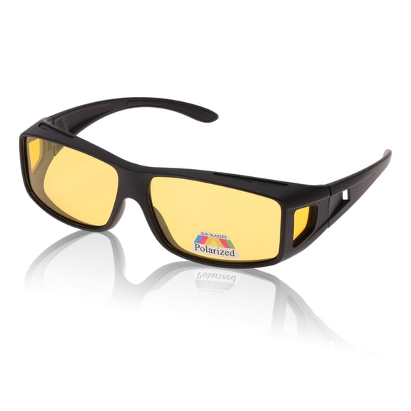 Unique Bargains 1 Pc Motorcycle Riding Goggles Anti-glare Tri-acetel Cellulose PC UV400 Cycling Sunglasses Yellow Lens Black Frame