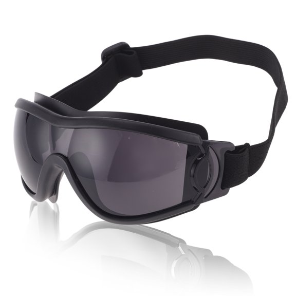 Unique Bargains 1 Pc Motorcycle Riding Goggles PC PU Outdoor Sports Sunglasses for Motocross Dirt Bike ATV Deep Gray Lens Black Frame