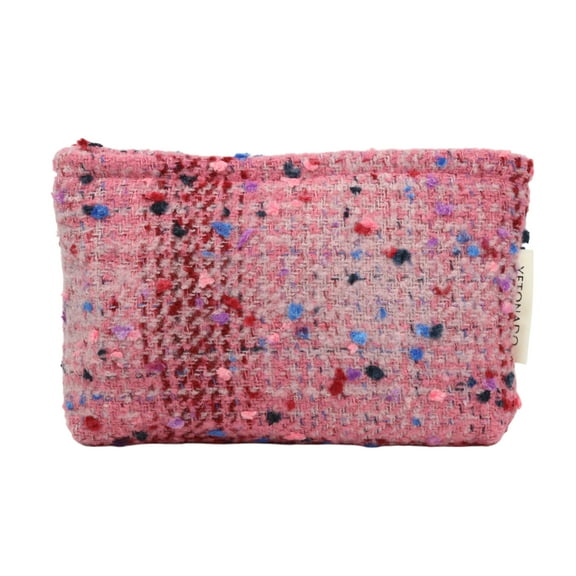 Unique Bargains 1 Pc Multi-functional Handheld Makeup Bag for Vacation Large Pink Wool