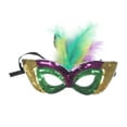 thumbnail image 1 of Unique Bargains 1 Pc Multicolor Feather Sequins Half Face Party Mask for Holloween Green Sequins Fabric, 1 of 5