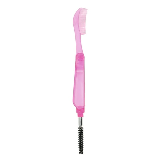 Unique Bargains 1 Pc Multifunctional Two Heads Eyebrow Brush Rose Red