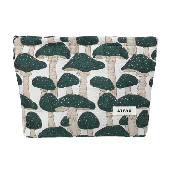 Unique Bargains 1 Pc Mushroom Pattern Drawstring Makeup Bag for Vacation Travel Polyester green