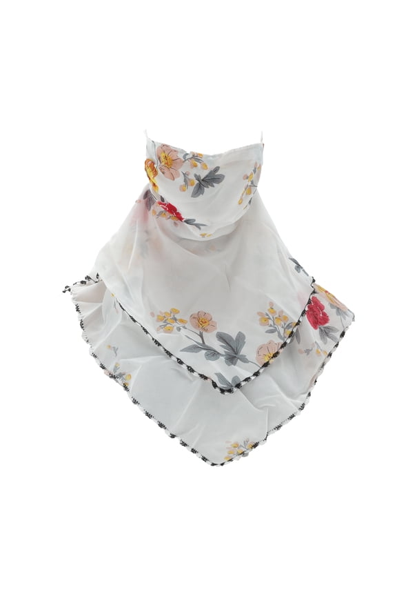 1 Pc Neck Gaiter Chrysanthemum Triangle Earloop Scarf Mask Bandana White