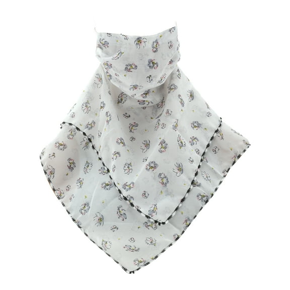 Unique Bargains 1 Pc Neck Gaiter Ditsy Floral Triangle Earloop Scarf Mask Bandana White